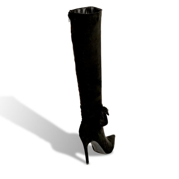 Women’s Pointy Toe Suede Stiletto Knee High Boots - Picture 3 of 4
